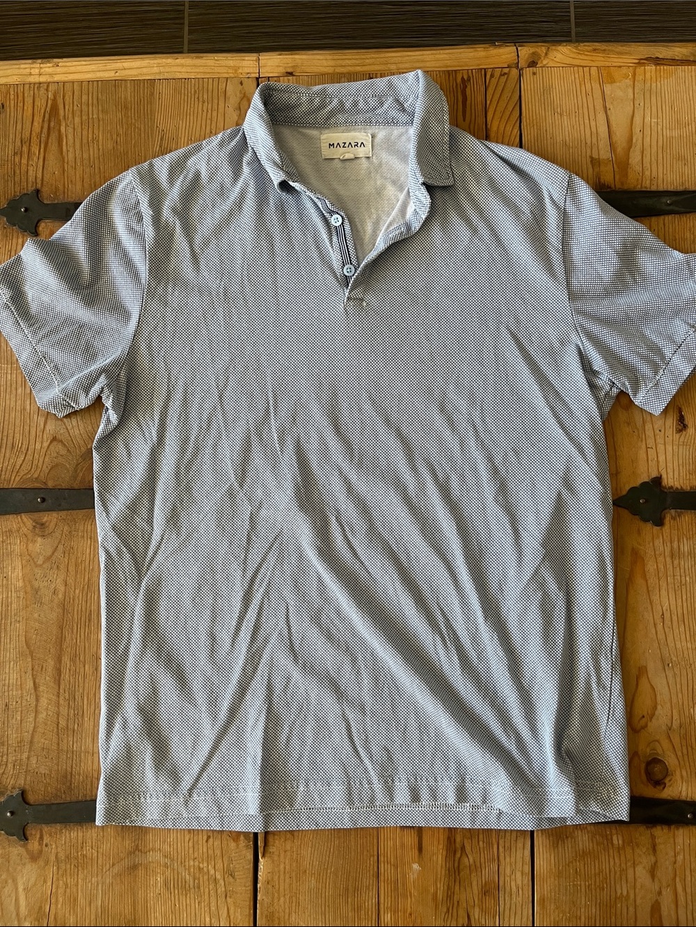MAZARA Men's Pale Blue Micro-Pattern Polo